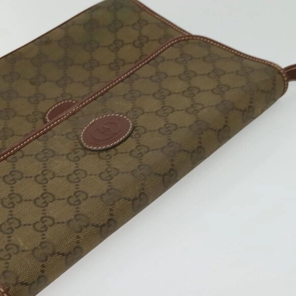 GUCCI GG Canvas Shoulder Bag Brown Gold - Picture 6 of 16